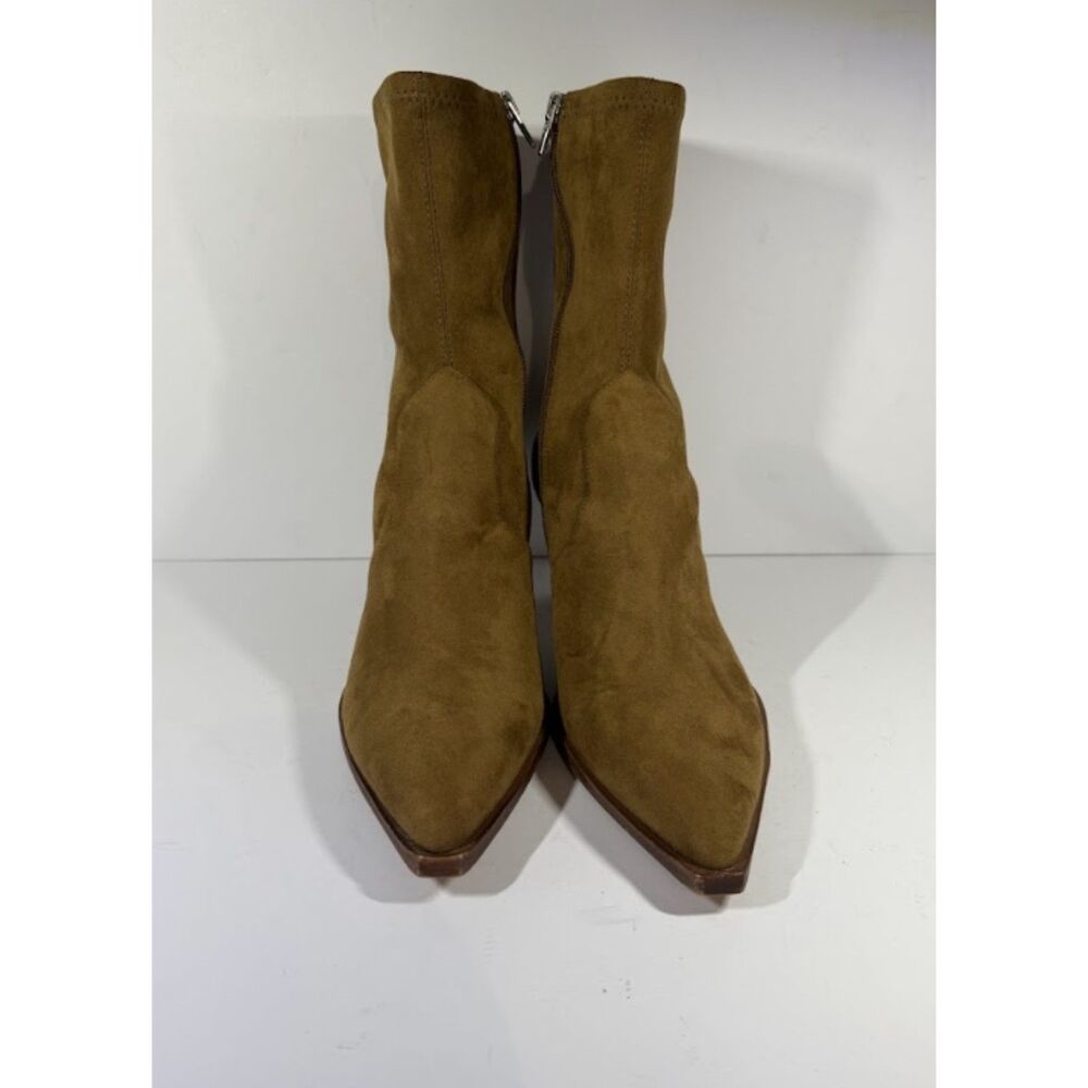 Dolce Vita Brown Suede Ankle Boots Pointed Toe Block Heel size 8